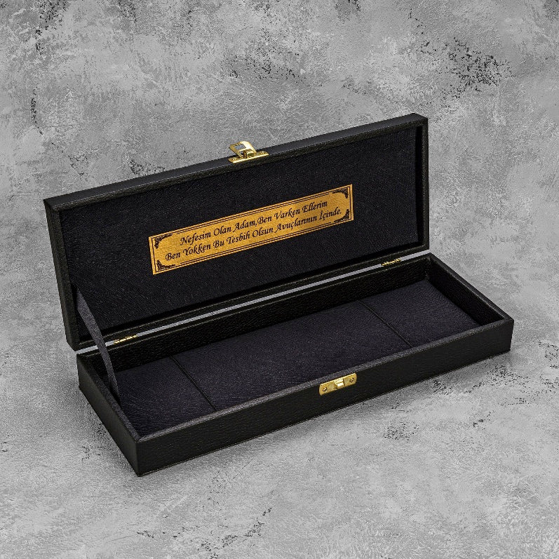 Tesbih Siyah Deri Orta boy Kutu cerceve