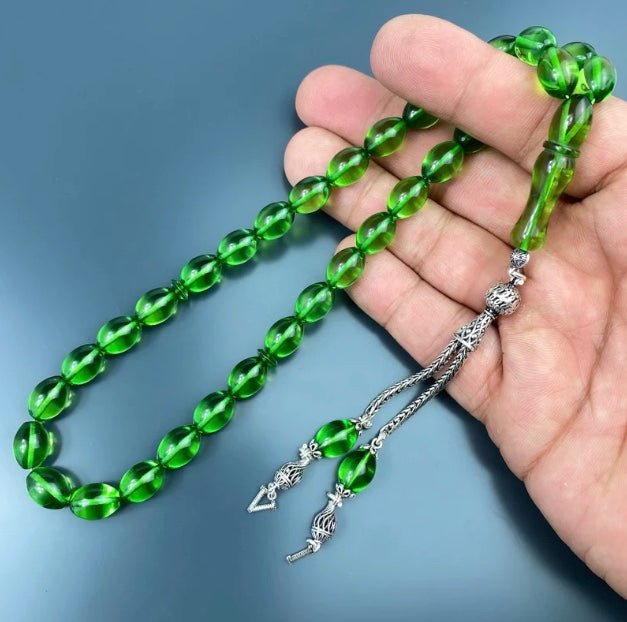 Kehribar Tesbih Yesil 2 Harf