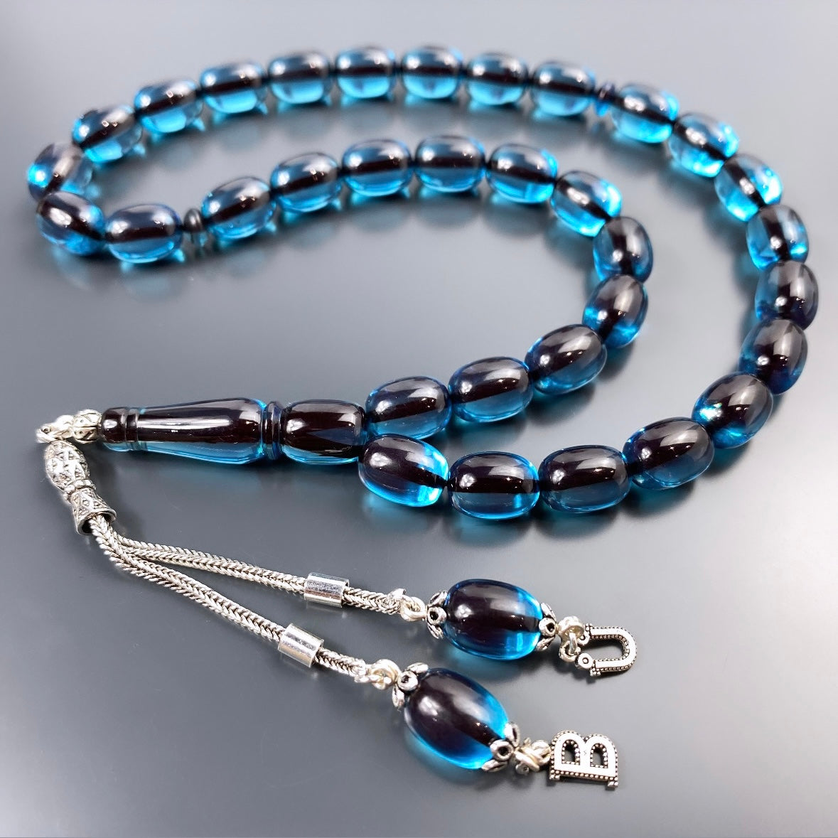 2 Harfli SIKMA Kehribar Tesbih 925 Gümüs