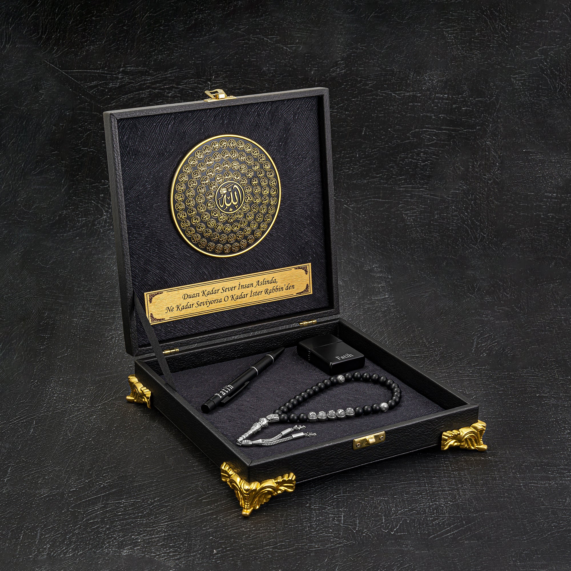 Tesbih Set Black 99 Namen Allah klein Logo