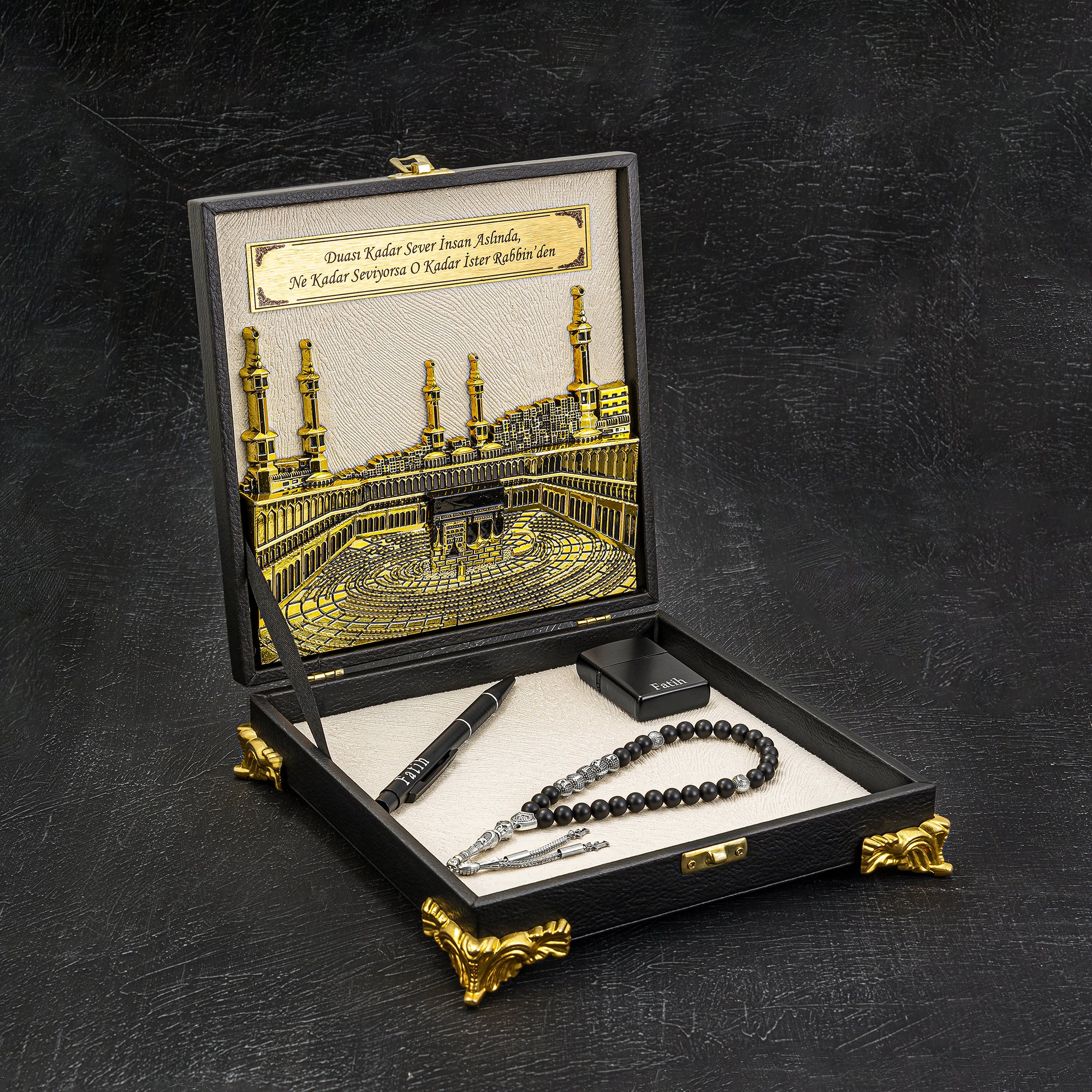 Tesbih Set Black / Creme MEKKE XXL Logo