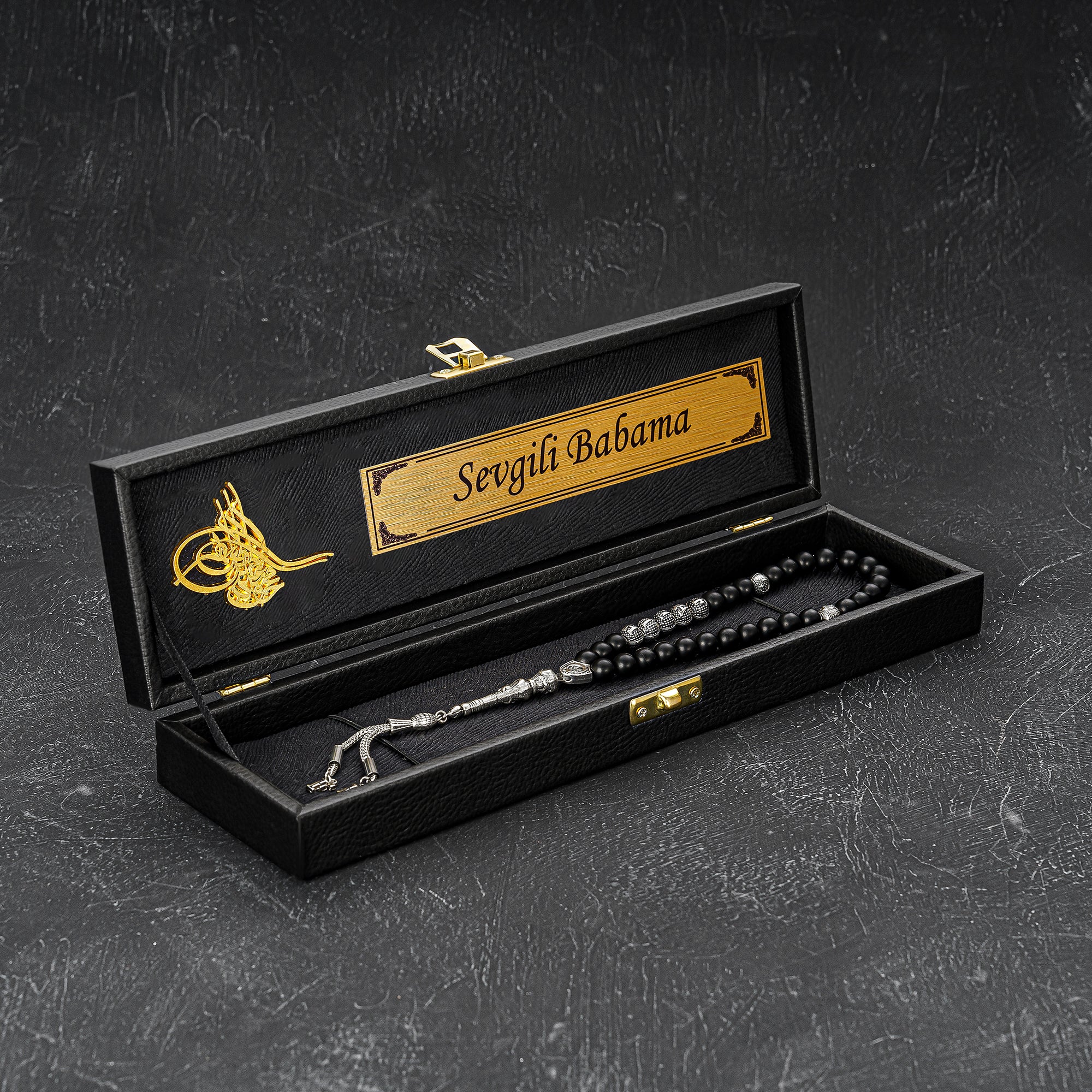 Tesbih New Black Tugra Logo Box