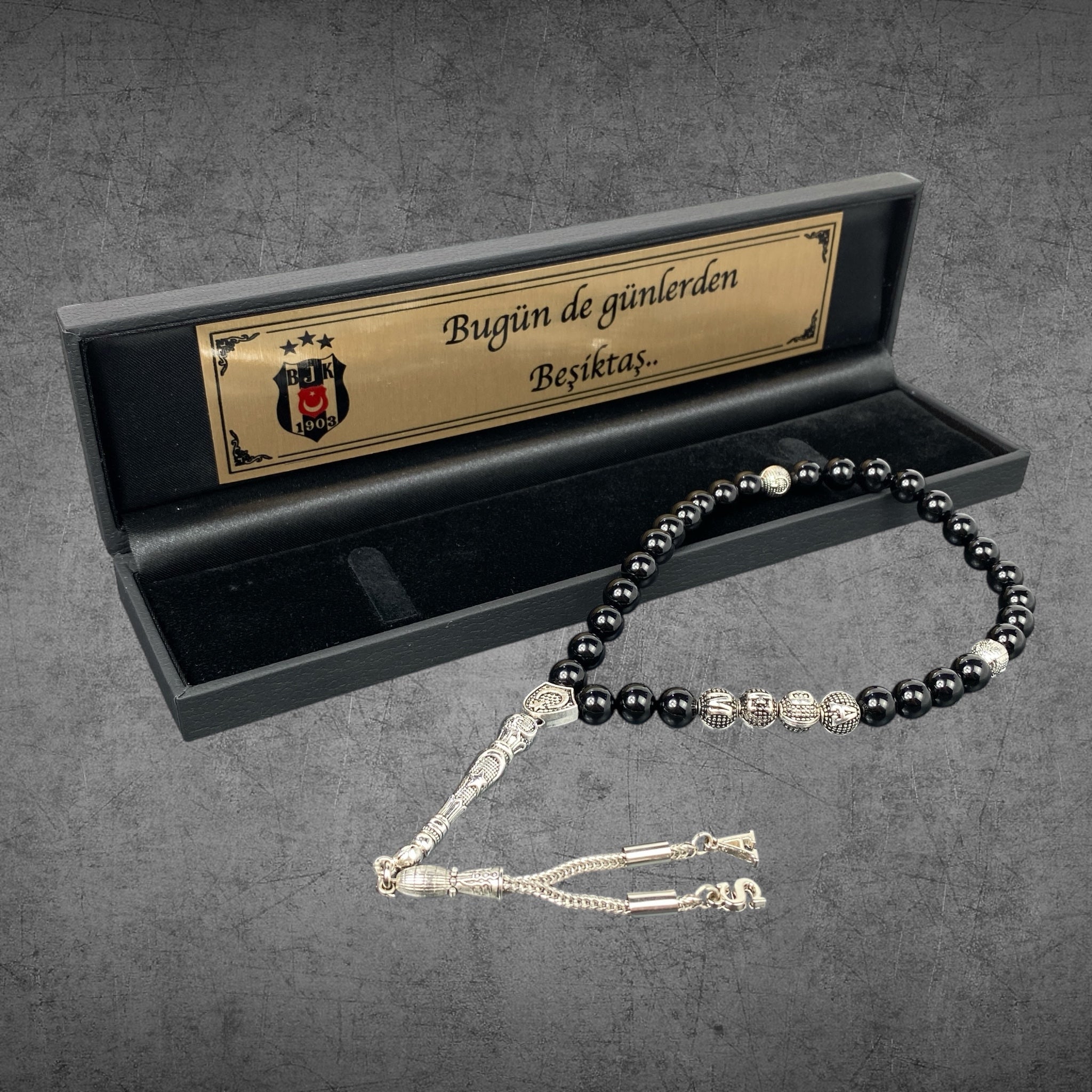 Tesbih mit Namen Black Box BJK Logo & Text