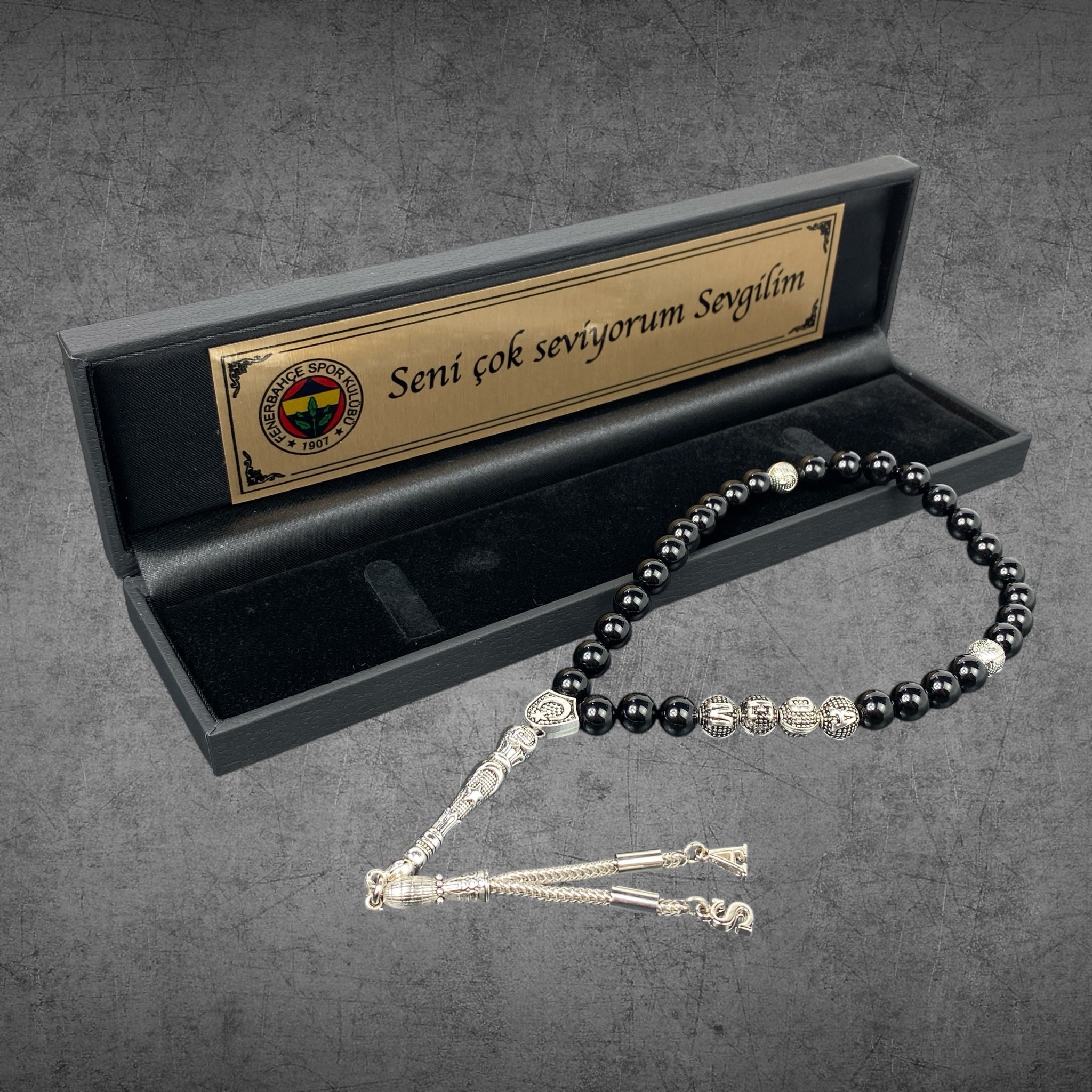 Tesbih mit Namen Black Box FB Logo & Text
