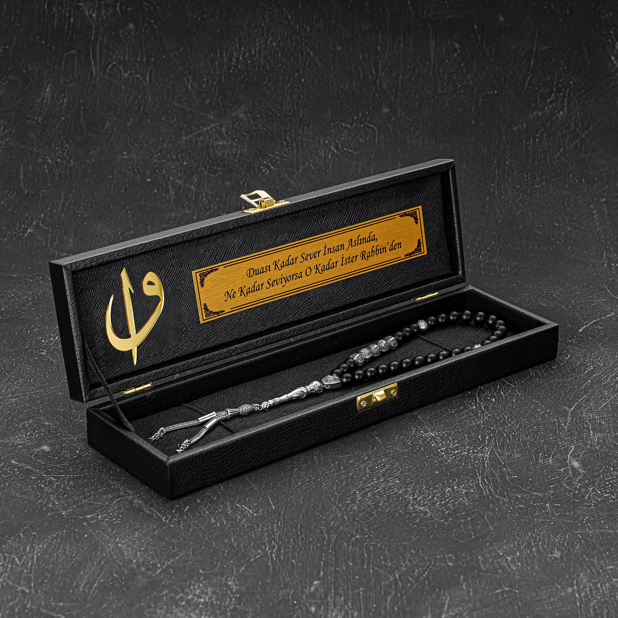 Tesbih New Black Vav Elif Logo Box