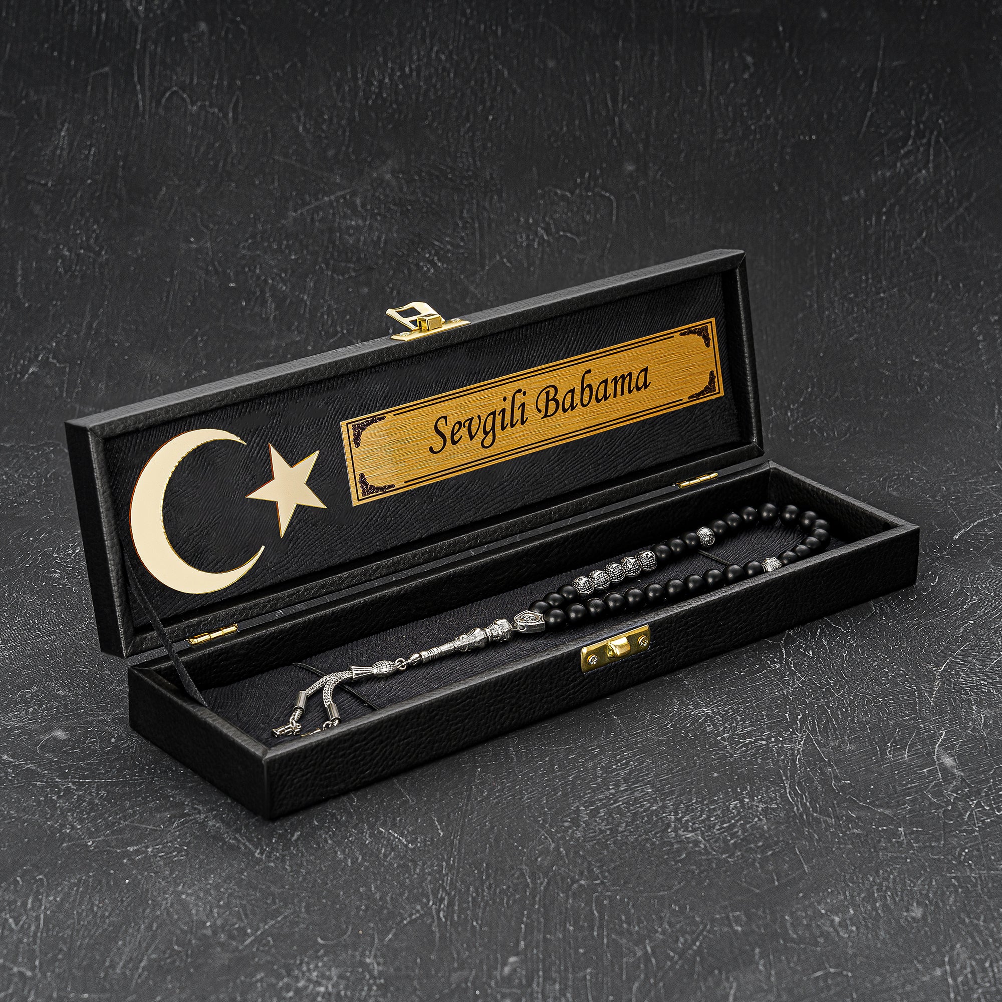 Tesbih New Black Ay Yildiz Box